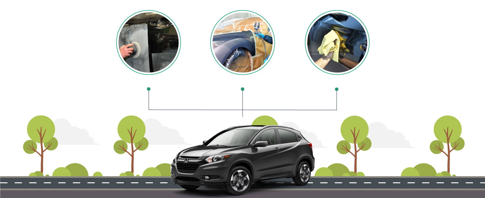 Servicio de latonería y pintura para Honda.
