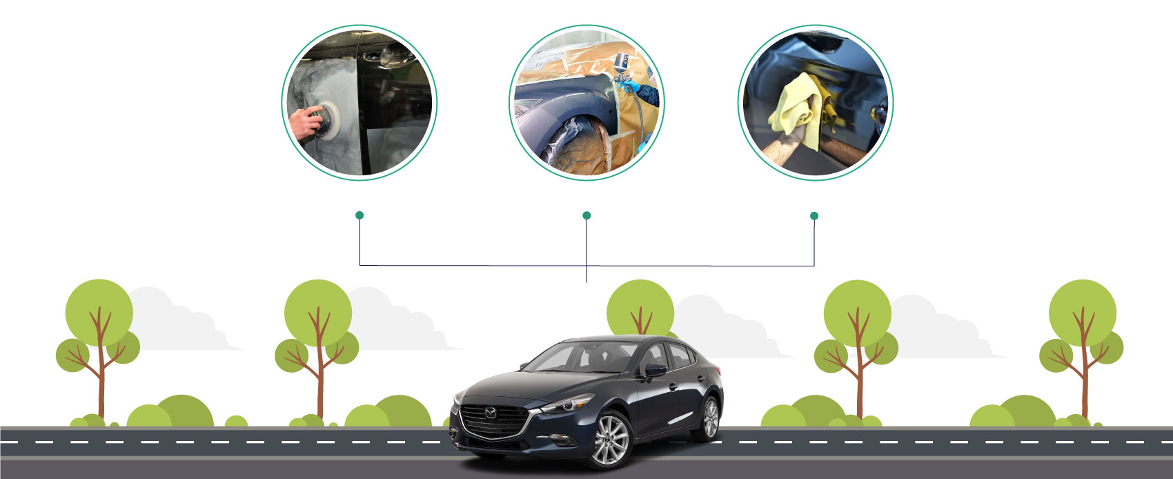 Servicio de latonería y pintura para Mazda.