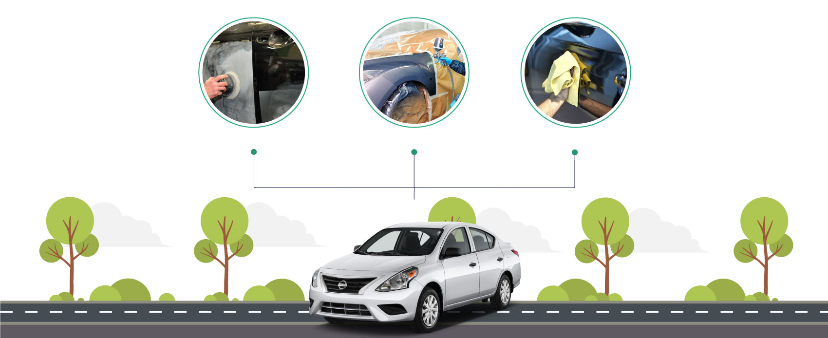 Servicio de latonería y pintura para Nissan.