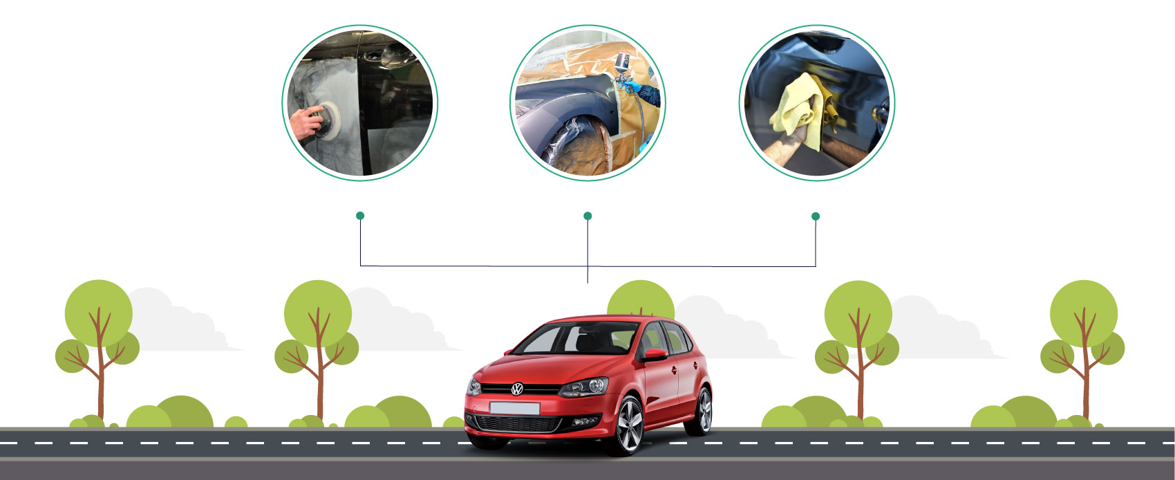 Servicio de latonería y pintura para Volkswagen.
