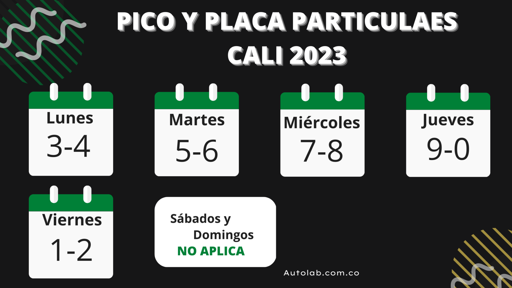 Pico y Placa en la ciudad de Cali mayo 2023 Autolab